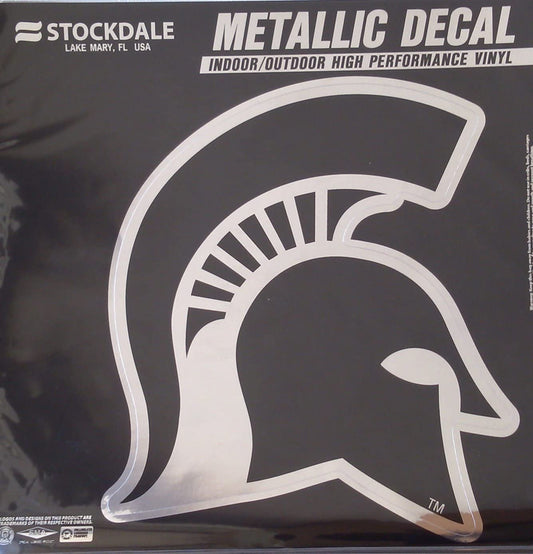 Michigan State University Spartans 6 Inch Decal Sticker, Metallic Chrome Shimmer Design, Vinyl Die Cut, Auto Home