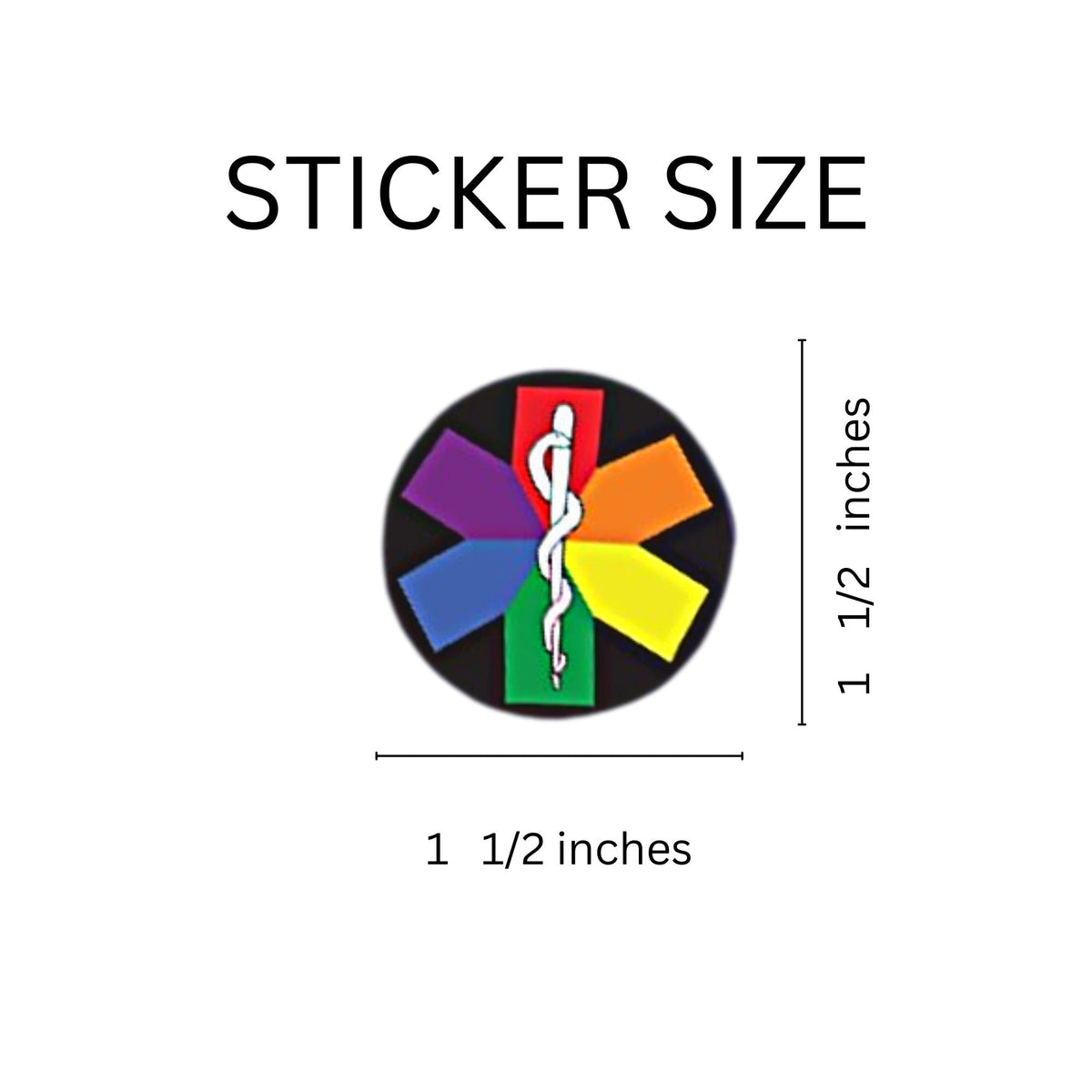 250 Rainbow Star of Life EMT Stickers (250 per Roll)