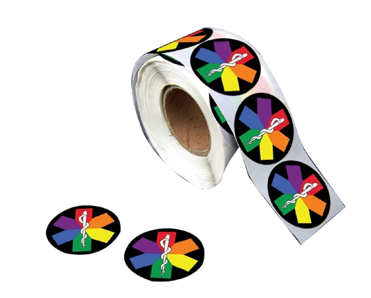 250 Rainbow Star of Life EMT Stickers (250 per Roll)