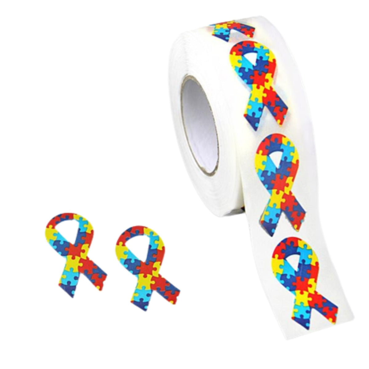 250 Small Autism Awareness Ribbon Stickers (250 per Roll)