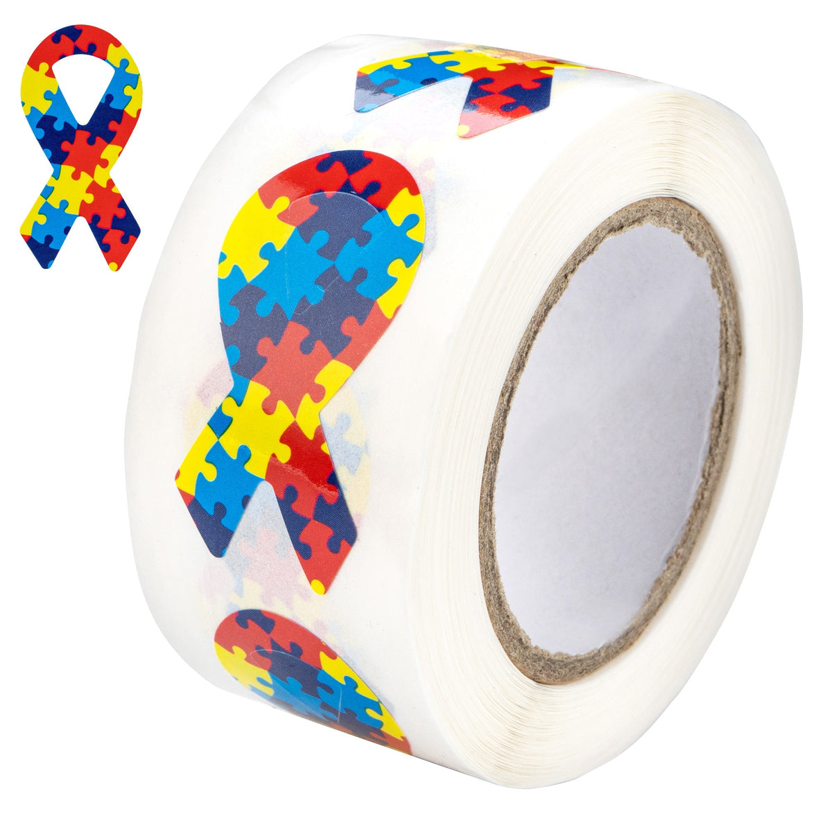 250 Small Autism Awareness Ribbon Stickers (250 per Roll)
