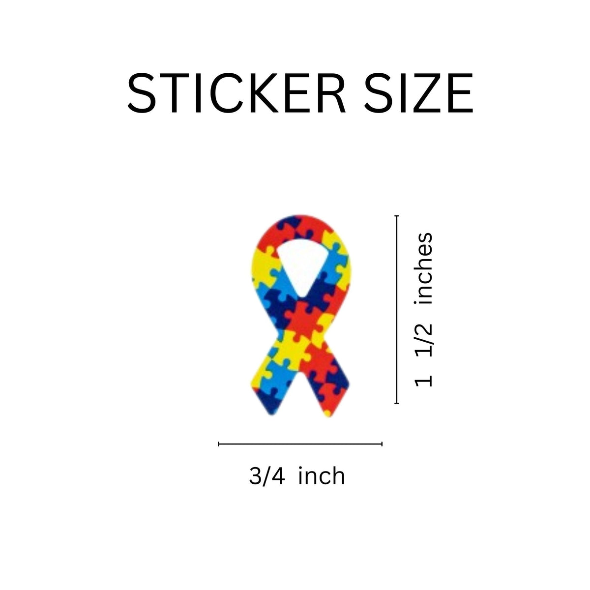 250 Small Autism Awareness Ribbon Stickers (250 per Roll)