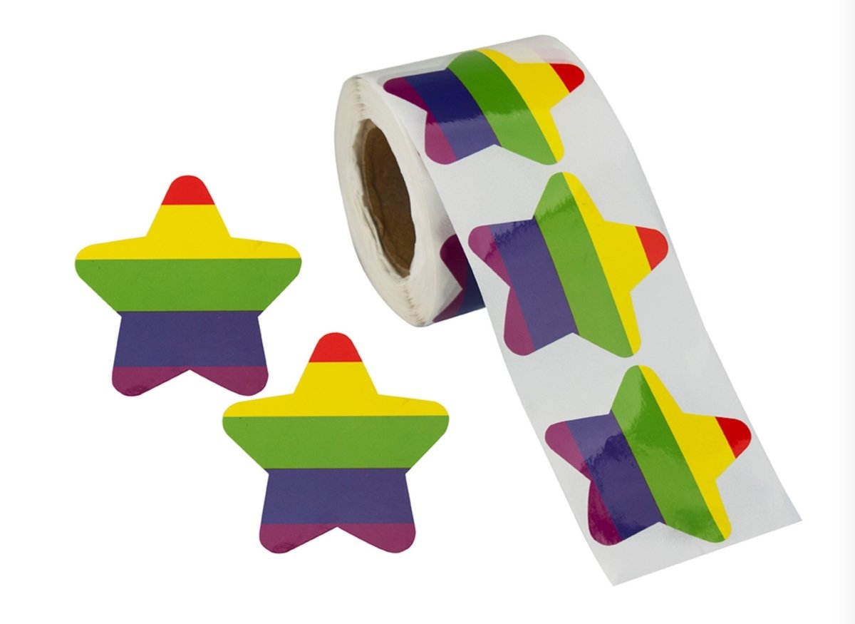 250 Star Shaped Rainbow Stickers (250 per Roll)